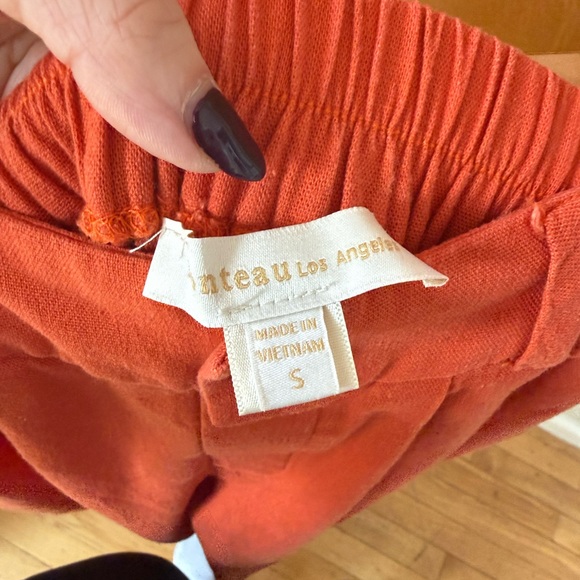 Monteau Linen 2 Piece Set- Crop Top and Tailored Pants - Orange/Red - Picture 7 of 8